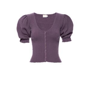 Laila snap corset tee in frozen grape M Peruvian pima Smocked slimming stretch